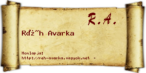 Réh Avarka névjegykártya